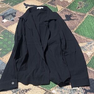 Z supply waffle Black Button-Up Shirt